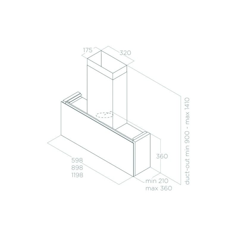 Kích thước máy hút mùi áp tường Elica RULES DEKT/F/60 PRF0163755 Kích thước máy hút mùi áp tường Elica RULES DEKT/F/60 PRF0163755
