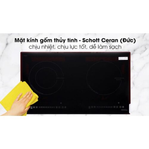 Bếp từ kết hợp hồng ngoại Pramie PRMY-2105 2 vùng nấu lắp âm 4 Mặt kính bếp từ kết hợp hồng ngoại Pramie PRMY-2105 2 vùng nấu lắp âm