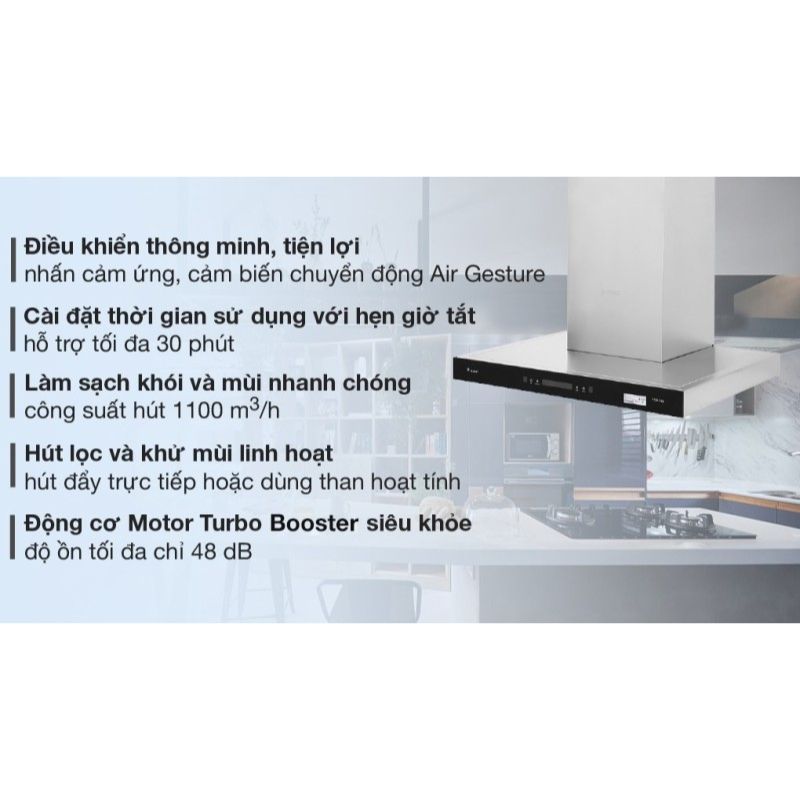 Tính năng máy hút mùi áp tường tuần hoàn Pramie TT32-700 Air Tính năng máy hút mùi áp tường tuần hoàn Pramie TT32-700 Air