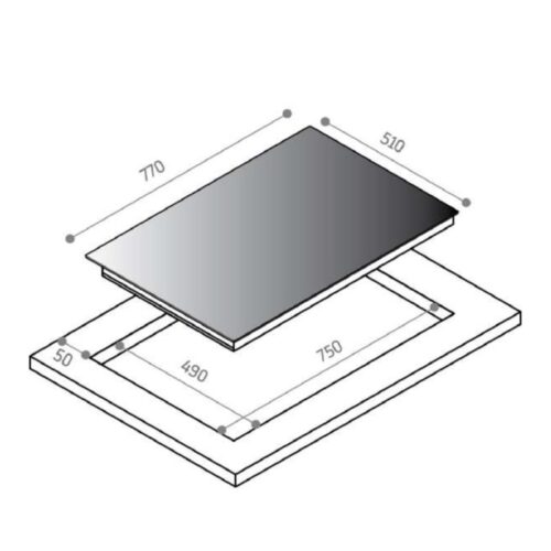 Bếp từ Upscale 4 vùng nấu FI74B lắp âm 3 Kích thước bếp từ Upscale 4 vùng nấu FI74B lắp âm