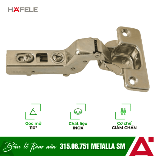 Bản lề trùm nửa Metalla SM 110° giảm chấn Hafele 315.06.751