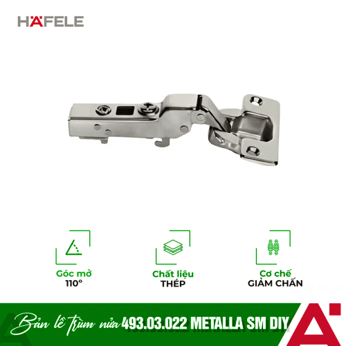 Bản lề trùm nửa Metalla SM DIY 110º Hafele 493.03.022