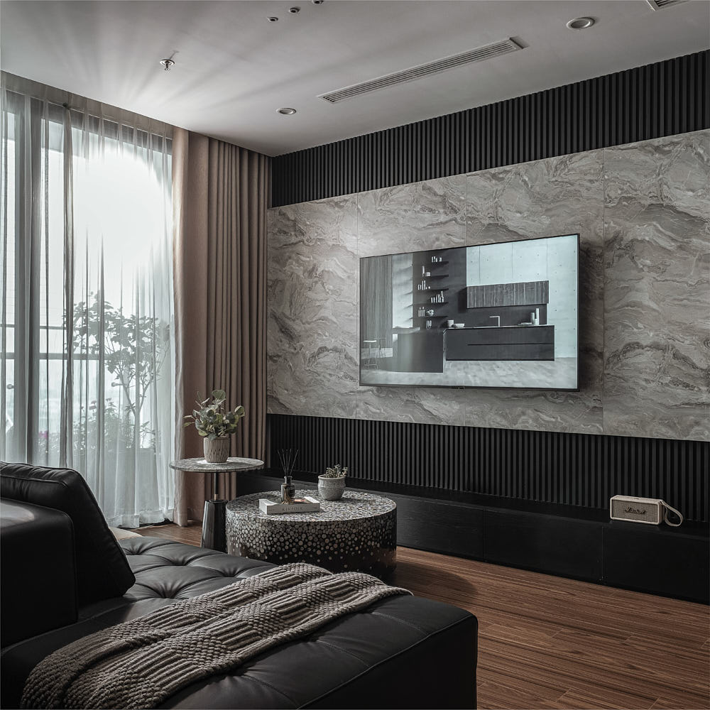 CĂN HỘ MONOCHROME ĐỘC ĐÁO 115M2 1 Công trình thực tế ứng dụng vật liệu Gỗ An Cường được thiết kế & thi công bởi BYZAN