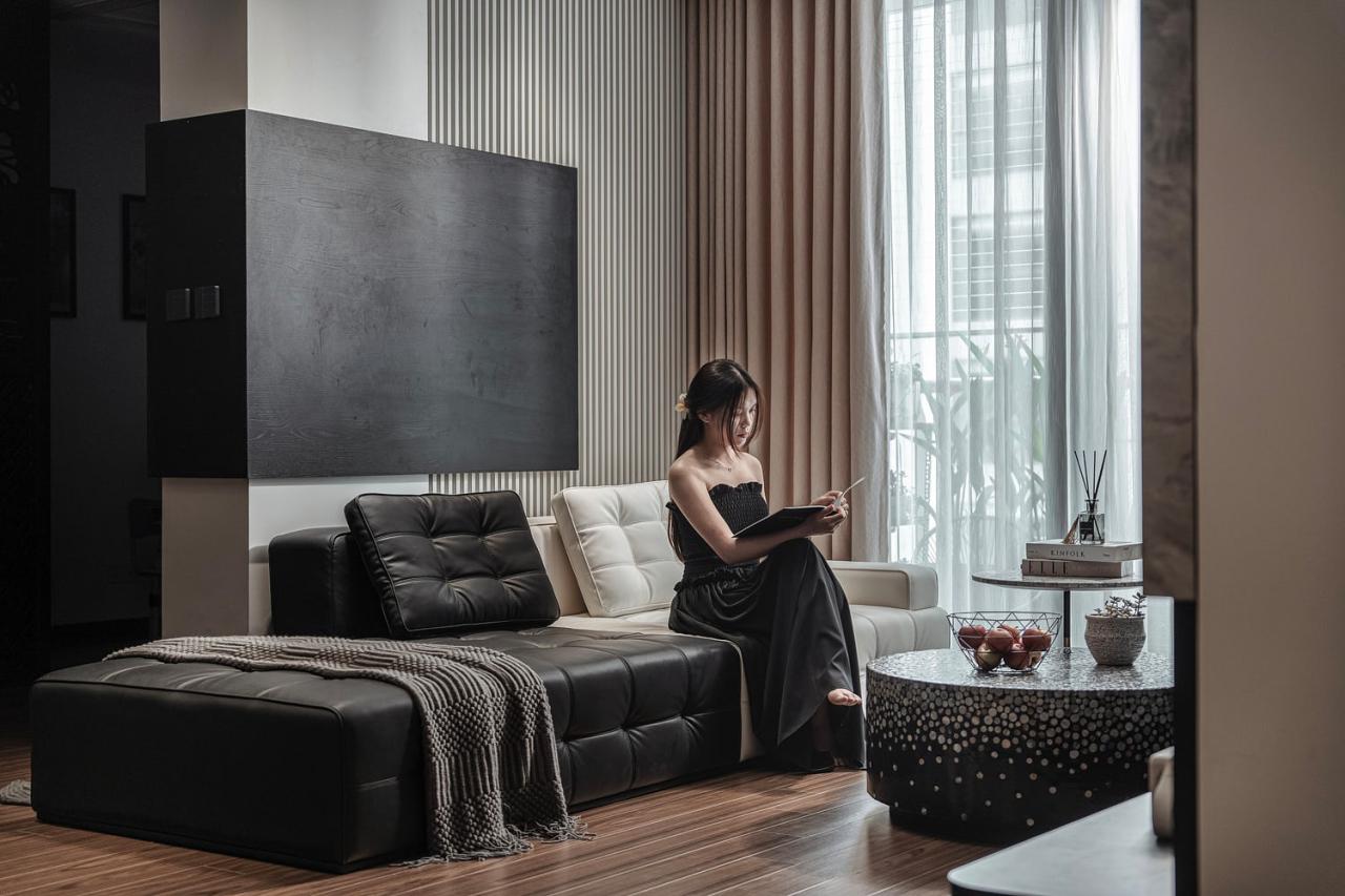CĂN HỘ MONOCHROME ĐỘC ĐÁO 115M2 3 Công trình thực tế ứng dụng vật liệu Gỗ An Cường được thiết kế & thi công bởi BYZAN