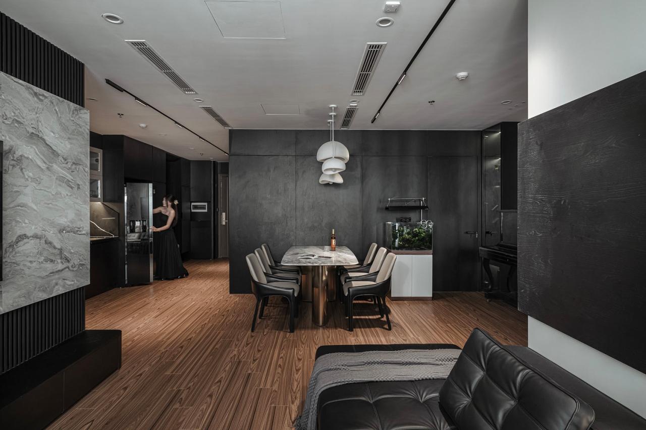 CĂN HỘ MONOCHROME ĐỘC ĐÁO 115M2 5 Công trình thực tế ứng dụng vật liệu Gỗ An Cường được thiết kế & thi công bởi BYZAN