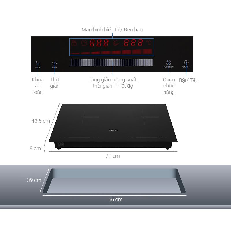 Kích thước bếp từ đôi Junger CEJ-201-II lắp âm Kích thước bếp từ đôi Junger CEJ-201-II lắp âm