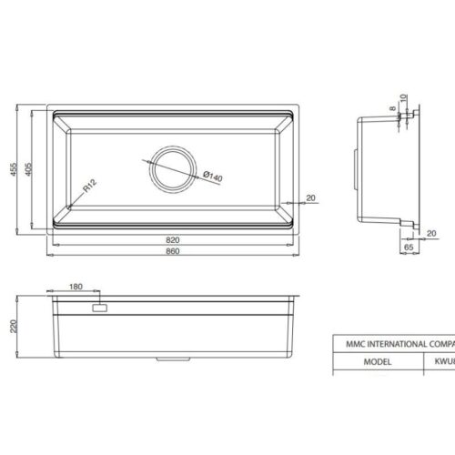 Chậu rửa bát 1 hố Kluger KWU8161FS-S86 Plus 5 Kích thước chậu rửa bát 1 hố Kluger KWU8161FS-S86 Plus
