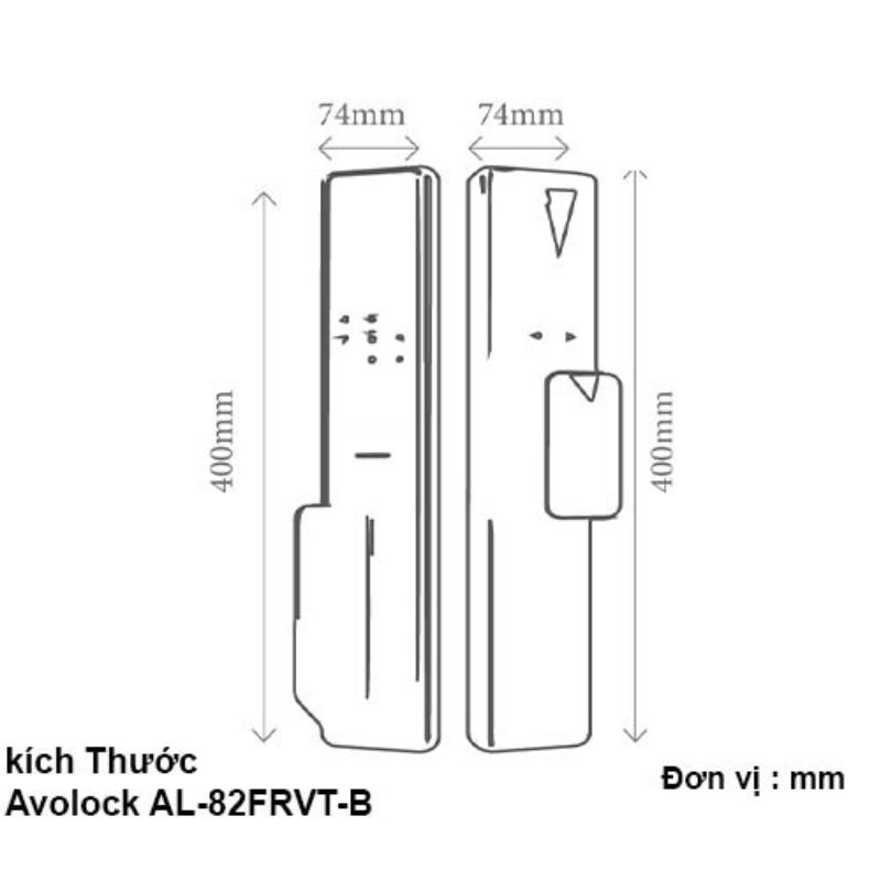 Kích thước khóa cửa điện tử Avolock AL-82FRVT-B Kích thước khóa cửa điện tử Avolock AL-82FRVT-B