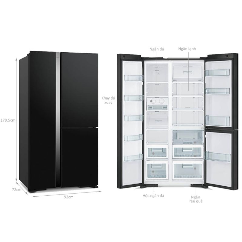 Kích thước tủ lạnh 3 cánh side by side 590 lít Hitachi M800PGV0 GBK Kích thước tủ lạnh 3 cánh side by side 590 lít Hitachi M800PGV0 GBK