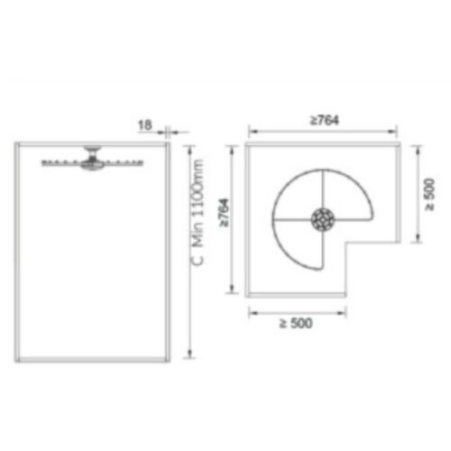 Giá treo trần góc tủ quần áo 270 độ GrandX XM.270A 4 Kích thước giá treo trần góc tủ quần áo 270 độ GrandX XM.270A