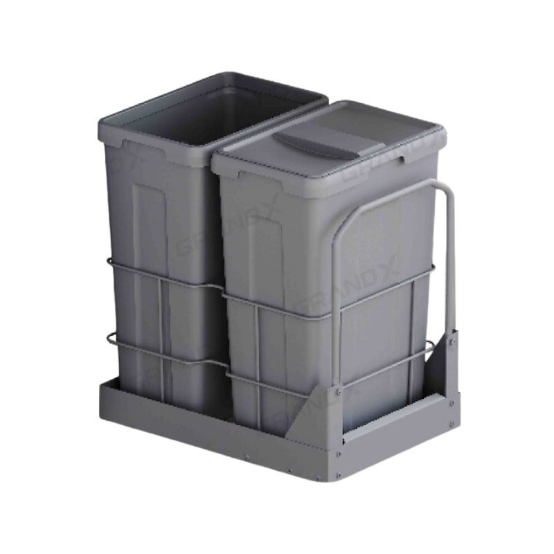 Thùng rác đôi cỡ lớn lắp âm tủ cánh kéo GrandX XW.D40M Thùng rác đôi cỡ lớn lắp âm tủ cánh kéo GrandX XW.D40M