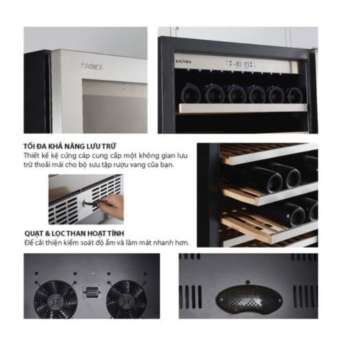 Tủ rượu vang Kadeka KA-110WR 4 ben trong tu ruou vang kadeka ka 110wr