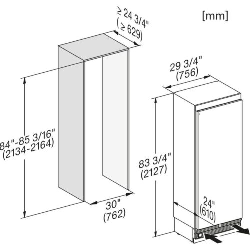 Tủ đông Miele MasterCool F 2813 Vi 445L 3 kich thuoc tu dong miele mastercool f 2813 vi 445l