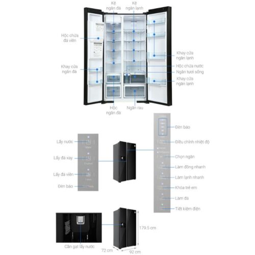Tủ lạnh 2 cánh side by side 573 lít Hitachi SX800GPGV0 GBK 5 kich thuoc tu lanh 2 canh side by side 573 lit hitachi sx800gpgv0 gbk