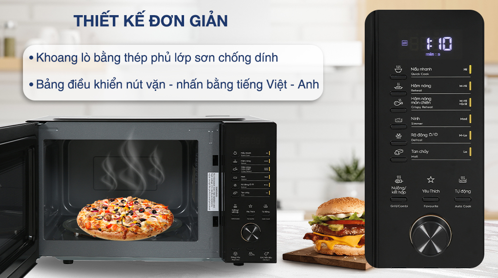 Lò vi sóng mini có nướng đối lưu 23L Electrolux EMG23D22B 7 Thiết kế lò đơn giản, an toàn