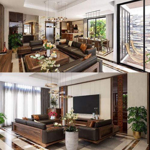 Thiết kế nội thất phòng khách thượng lưu