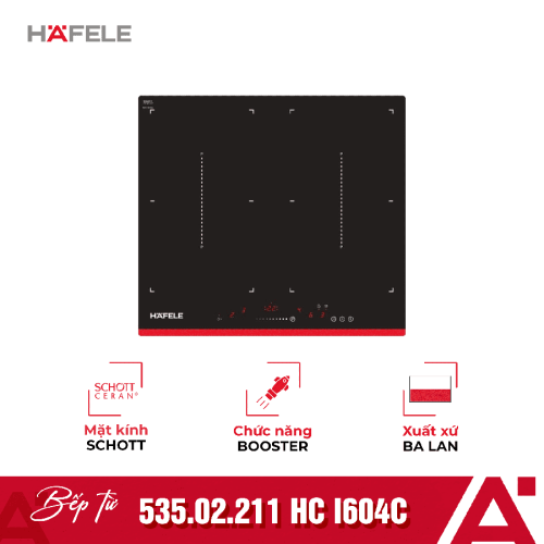 Bếp từ Hafele 4 vùng nấu HC I604C 535.02.211 lắp âm