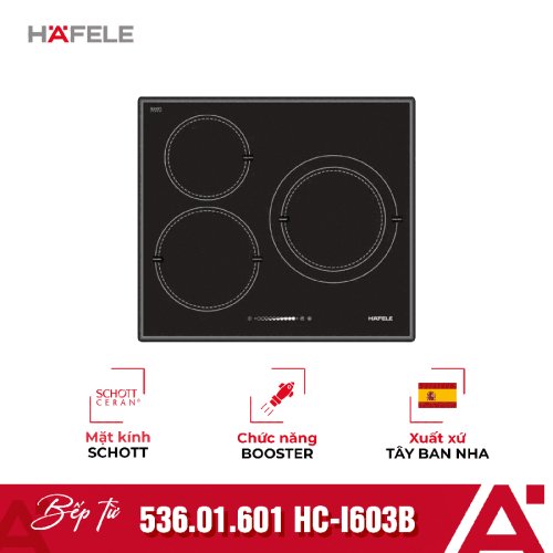 Bếp từ Hafele 3 vùng nấu HC-I603B 536.01.601 lắp âm