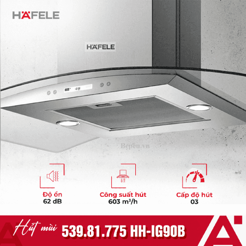 Máy hút khử mùi đảo kính cong Hafele HH IG90B 539.81.775
