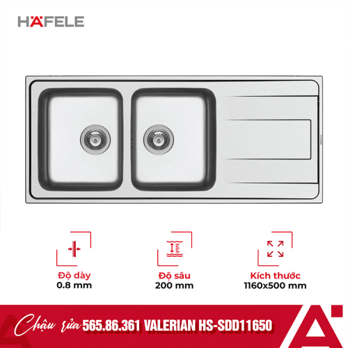 Chậu rửa bát Hafele Valerian HS-SDD11650 565.86.361