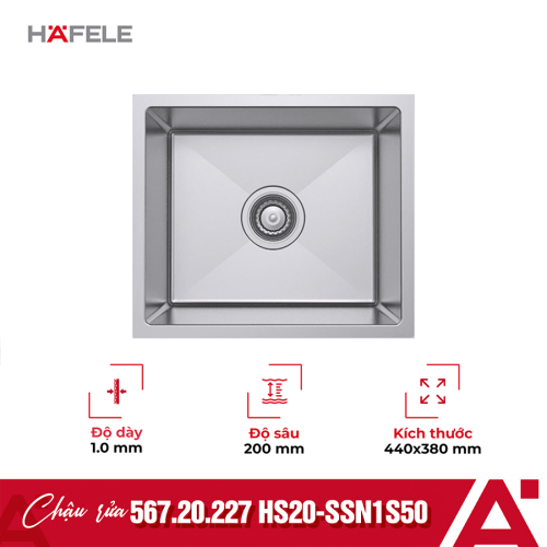 Chậu rửa bát Hafele HS20-SSN1S50 567.20.227