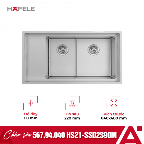 Chậu rửa bát Hafele HS21-SSD2S90M 567.94.040