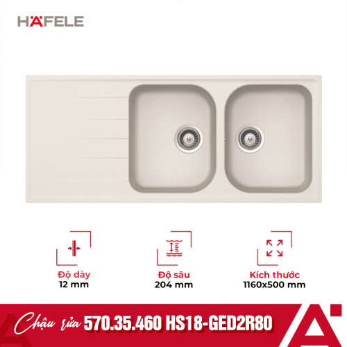 Chậu rửa bát HS18-GED2R80 Hafele 570.35.460