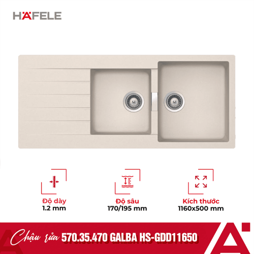 Chậu rửa bát Hafele Galba HS-GDD11650 570.35.470