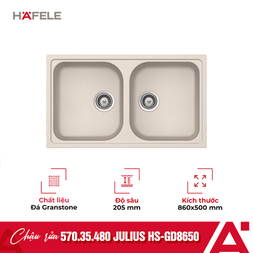 Chậu rửa bát Hafele Jilius HS-GD8650 570.35.480