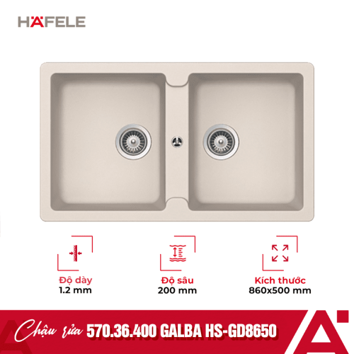 Chậu rửa bát Hafele Galba HS-GD8650 570.36.400