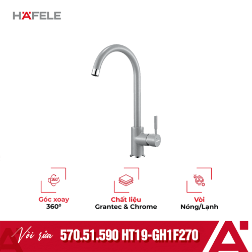 Vòi rửa bát Hafele màu xám HT19-GH1F270 570.51.590