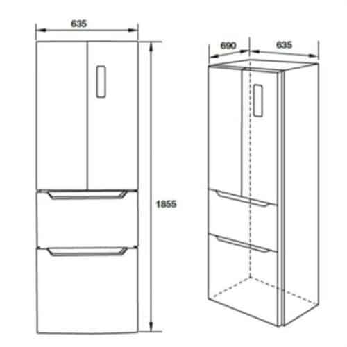 Kích thước của Tủ lạnh nhiều cánh Hafele HF-MULB 534.14.050