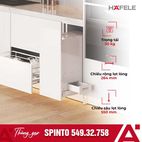 Thùng đựng gạo gắn cánh Hafele Spinto 549.32.758