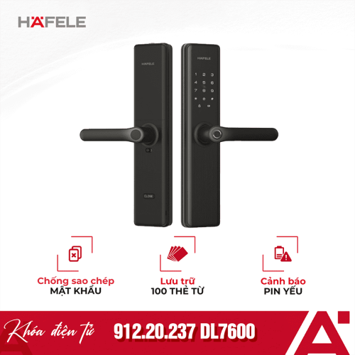 Khóa điện tử Hafele DL7600 đen không pin 912.20.237