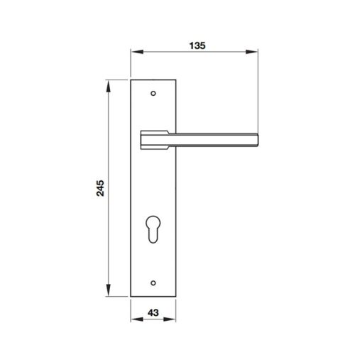 Kích thước tay nắm gạt đế dài Blade C/C 72mm Hafele 901.79.063