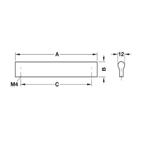 Kích thước tay nắm nhôm 372 mm Hafele 155.01.107
