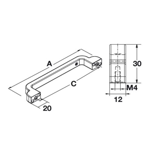 Tay nắm tủ D180mm Hafele 106.61.144 4 Kích thước tay nắm tủ D180mm Hafele 106.61.144