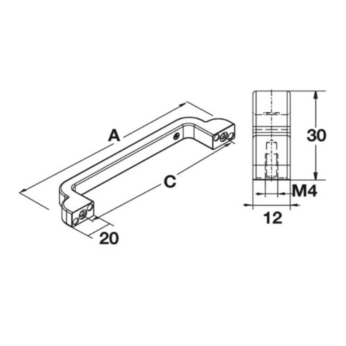 Tay nắm tủ H1530 148mm Hafele 106.61.043 4 Kích thước tay nắm tủ Hafele 106.61.043