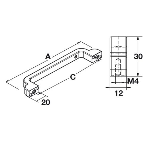 Tay nắm tủ H1530 148mm Hafele 106.61.943 4 Kích thước tay nắm tủ Hafele 106.61.943