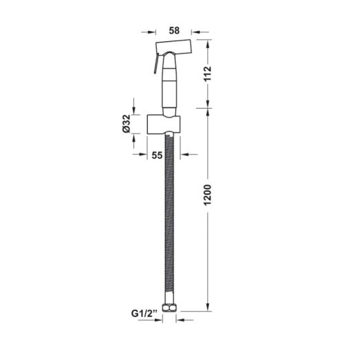 Kích thước vòi xịt vệ sinh có giá đỡ Hafele 589.25.991