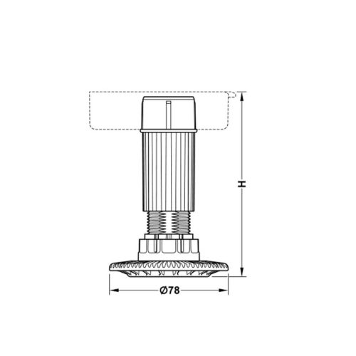 Thiết kế của chân tủ có điều chỉnh chiều cao H180mm Hafele 637.76.356