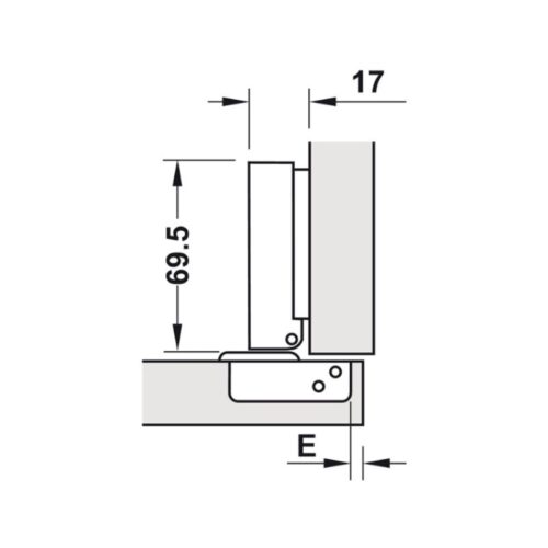 Kích thước bản lề trùm ngoài Metalla SM 110° giảm chấn Hafele 315.11.750