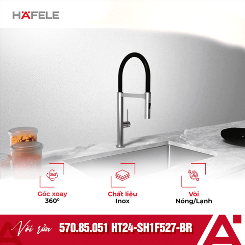 Vòi rửa bát nóng lạnh Hafele HT24-SH1F527-BR 570.85.051 có dây rút