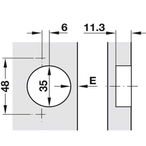 Thông số bản lề Metalla A 165° trùm nửa Hafele 311.93.502