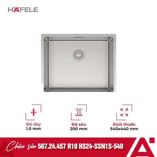 Chậu rửa bát inox 1 hố Hafele HS24-SSN1S-540 567.24.457