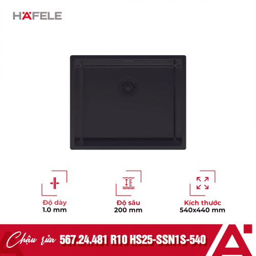 Chậu rửa bát Hafele R10 HS25-SSN1S-540 567.24.481 Đen