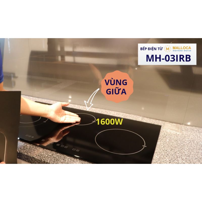 Malloca MH-03IRB Vùng nấu từ ở giữa công suất đến 1600W Malloca MH-03IRB Vùng nấu từ ở giữa công suất đến 1600W