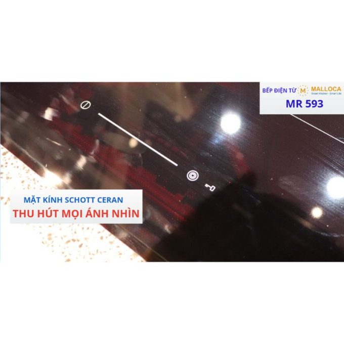 Bếp hồng ngoại 3 vùng nấu Malloca MR 593 / Nhập khẩu Tây Ban Nha, kính Schott Ceran 7 Thiết kế mặt kính đẹp mắt, bền bỉ Malloca MR 593