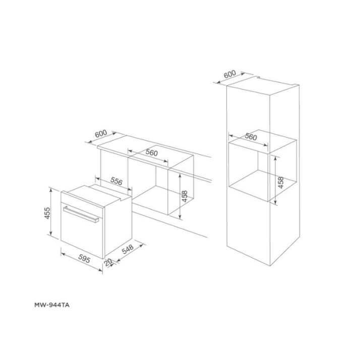 Lò nướng kết hợp lò vi sóng Malloca MW-944TA 7 Thiết kế của Lò nướng kết hợp vi sóng Malloca MW 944TA