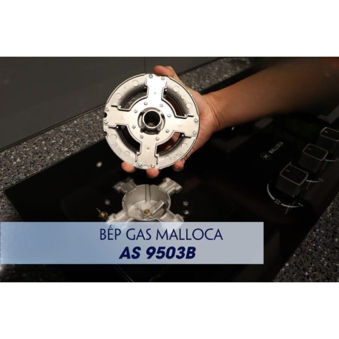 Bếp gas âm 3 vùng nấu Malloca AS 9503B/ Màu đen 7 AS 9503B tiết kiệm và an toàn với mâm sabaf